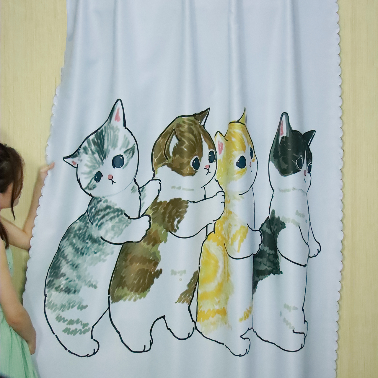 Rèm Vải Khoen Lỗ, Khoen Ri Đô, Rèm Dán 4 CHÚ MÈO Vải Dày Khả Năng Chống Nắng Cao