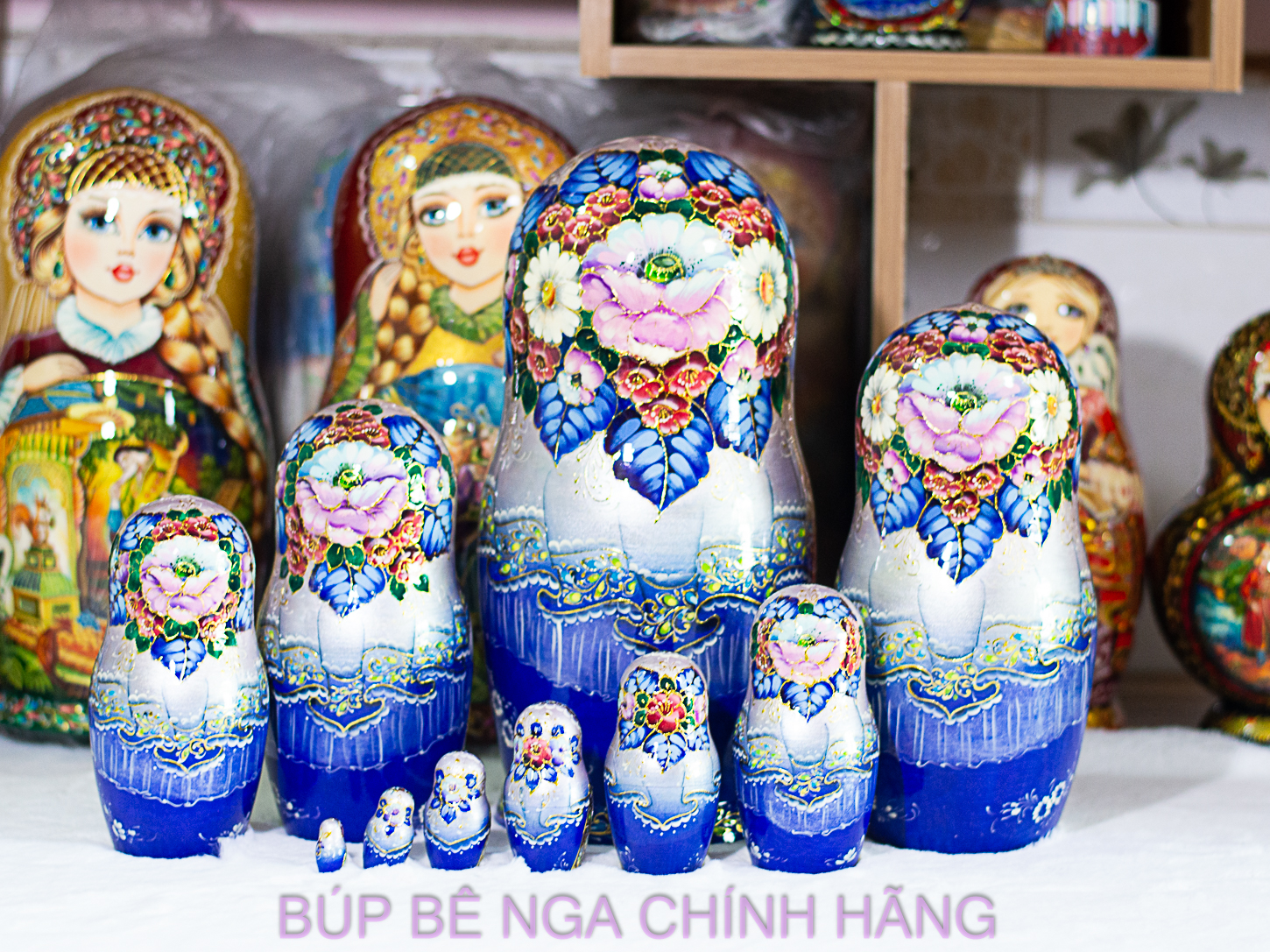 BỘ BÚP BÊ NGA MATRYOSHKA CAO CẤP 10 LỚP 26CM HOA VĂN "LỄ HỘI DÂN GIAN MÙA ĐÔNG" CỰC ĐẸP VÀ SANG TRỌNG