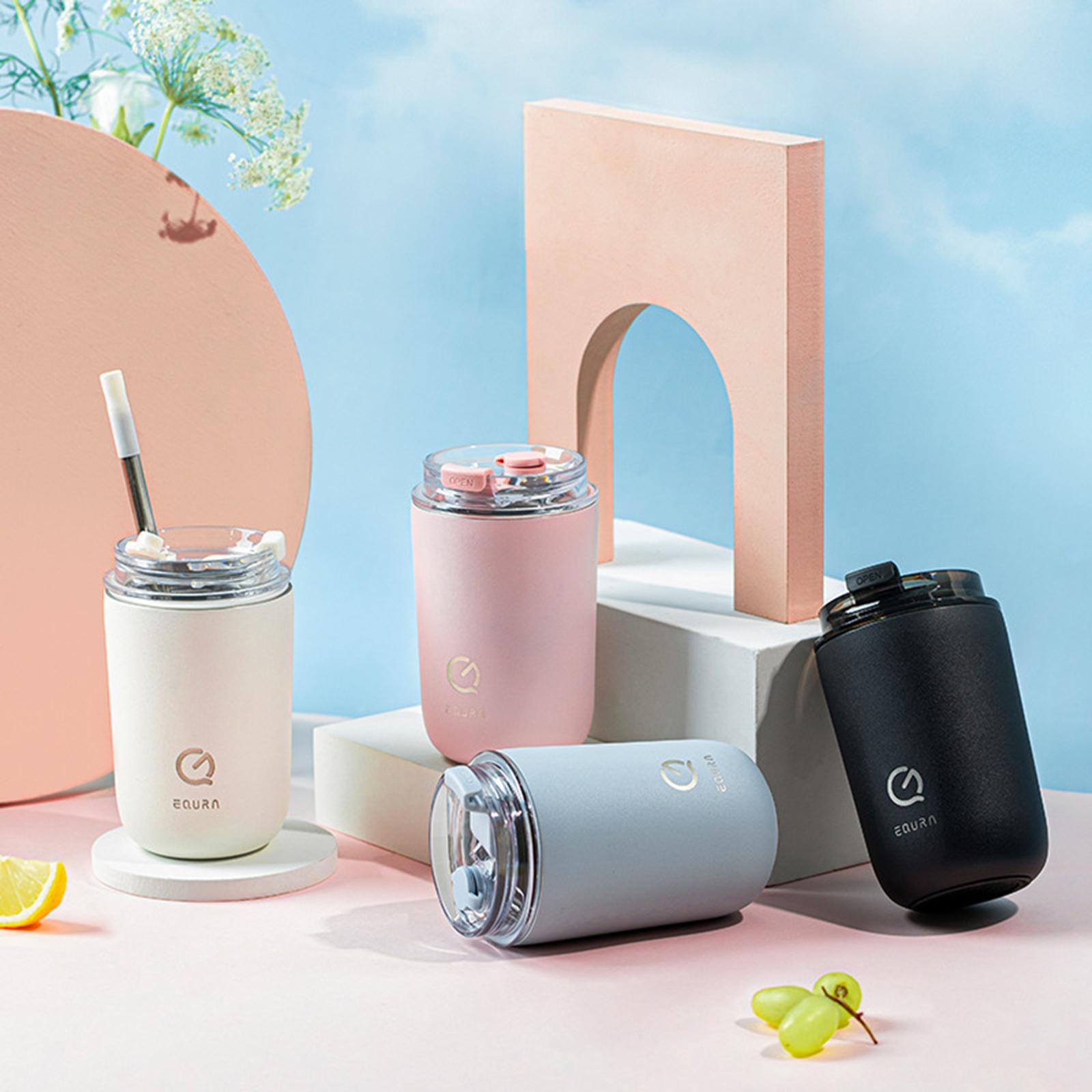 280ml Travel Tumbler Insulated 304 Stainless Steel Coffee Cup with Lid & Straws Hot & Cold Coffee Cup for Backpacking, Camping, Office or Car