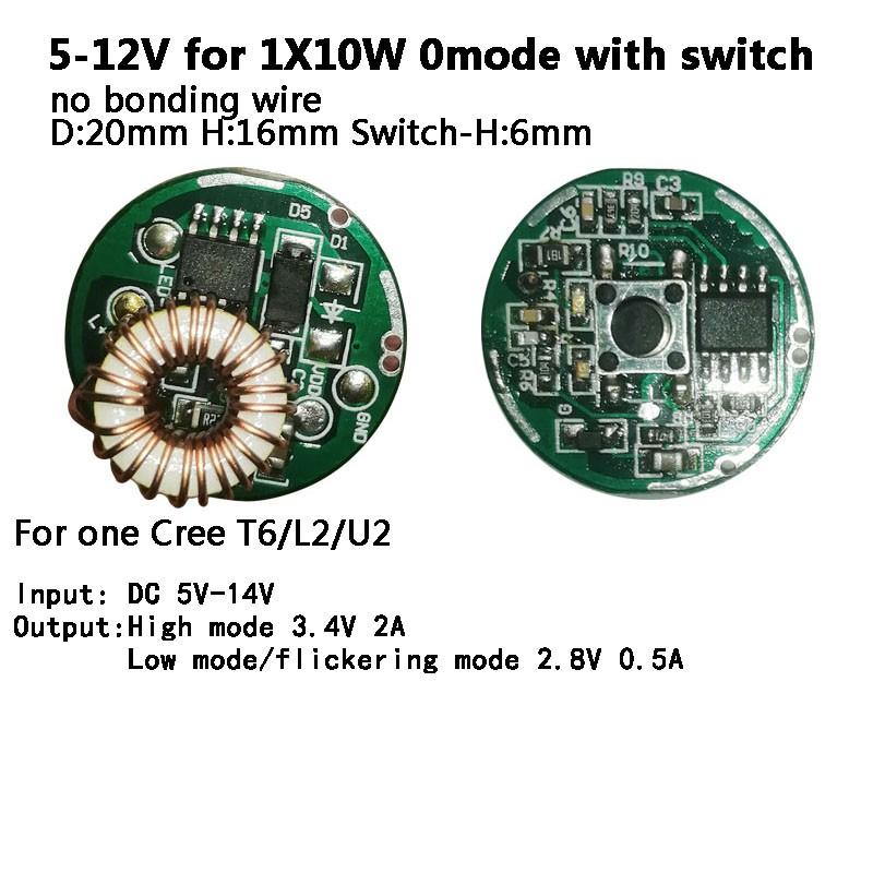 1 Đèn Pin Led 5-12v Đầu Vào 3-3.8v Cho Đèn Led Cree 10w Xm-L Xml T6 / U2