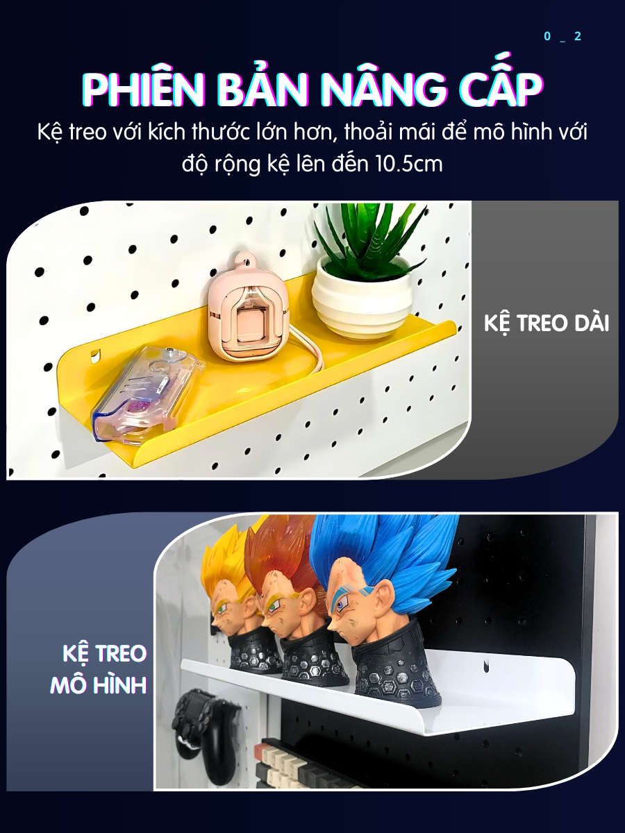 Kệ treo Dola Home để mô hình, anime, bàn phím, lọ hoa, IPAD, tay cầm game, sách vở - Phụ kiện Pegboard Dola Home