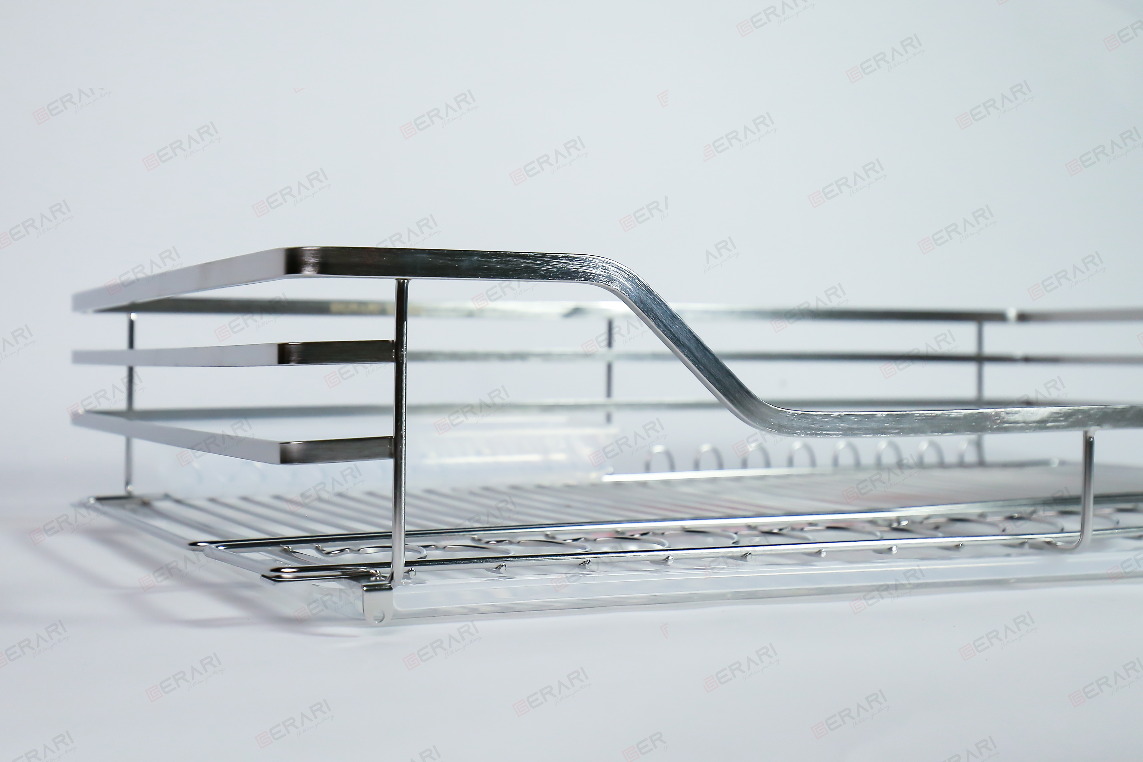 Giá đựng xoong nồi bát đĩa 1 tầng bằng inox (Kệ xoong nồi nan dẹt Gerari chất liệu Inox 304 bóng mờ cao cấp)