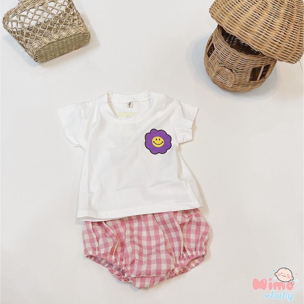 Set bộ áo cotton quần đũi kẻ cho bé (7-17kg)