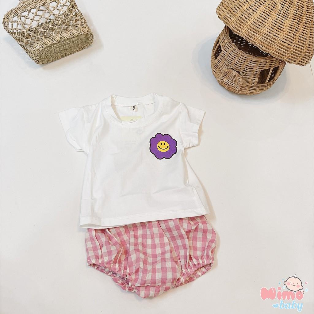 Set bộ áo cotton quần đũi kẻ cho bé