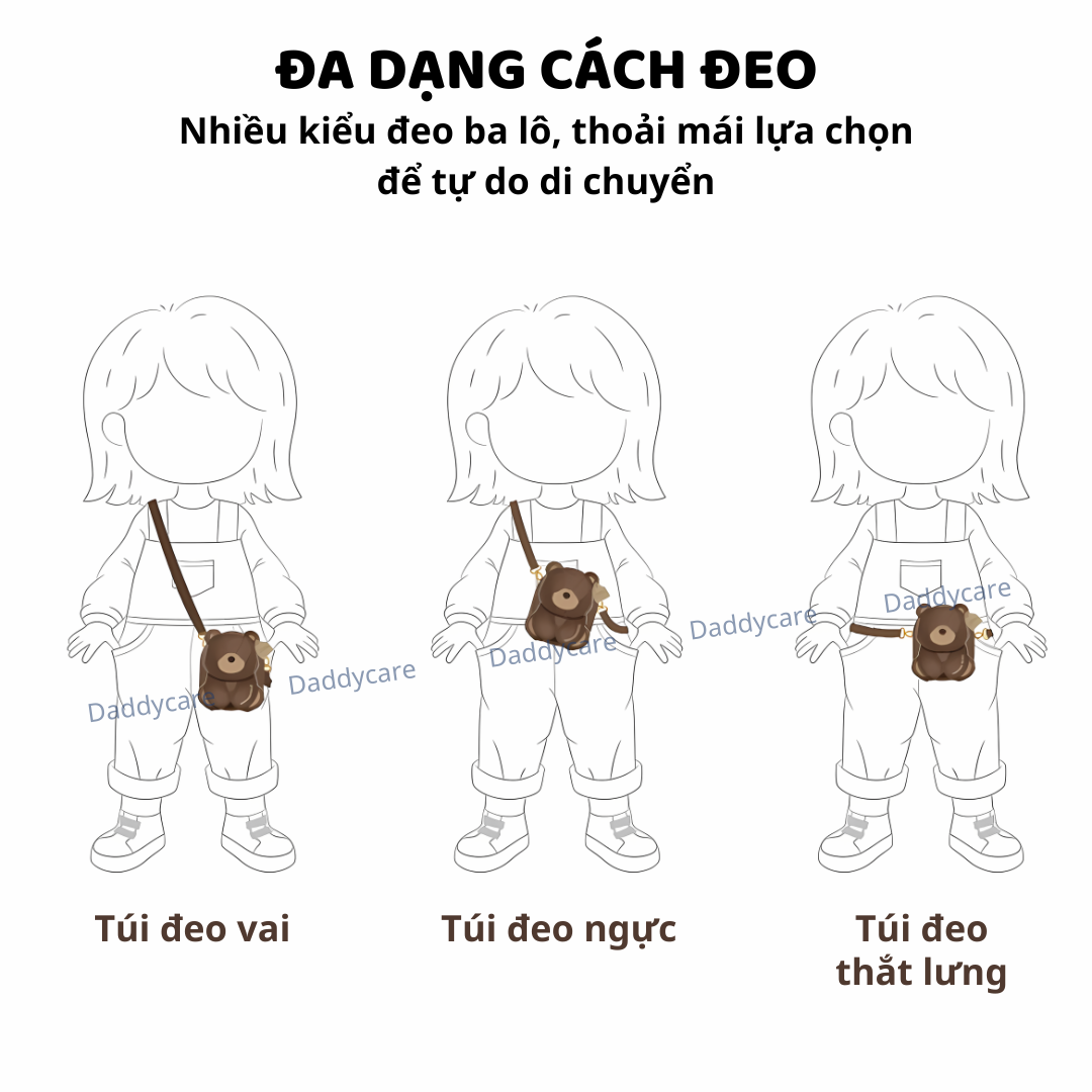 Túi đeo chéo gấu bông cho bé gái bé trai Zoyzoii B81 Kids Crosbody Bag