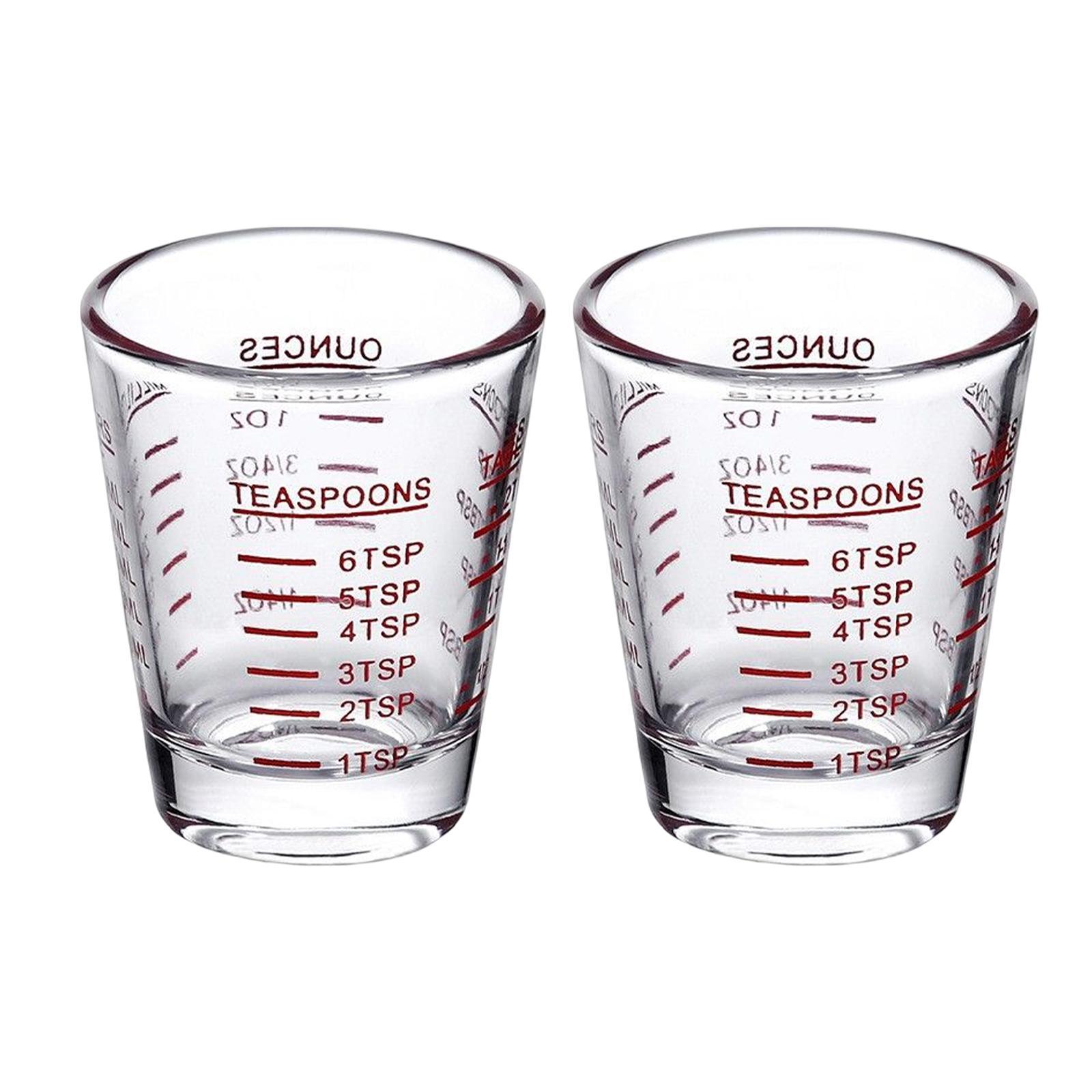 2x Clear Glass with Scale Glass Measuring Cup for Cafe