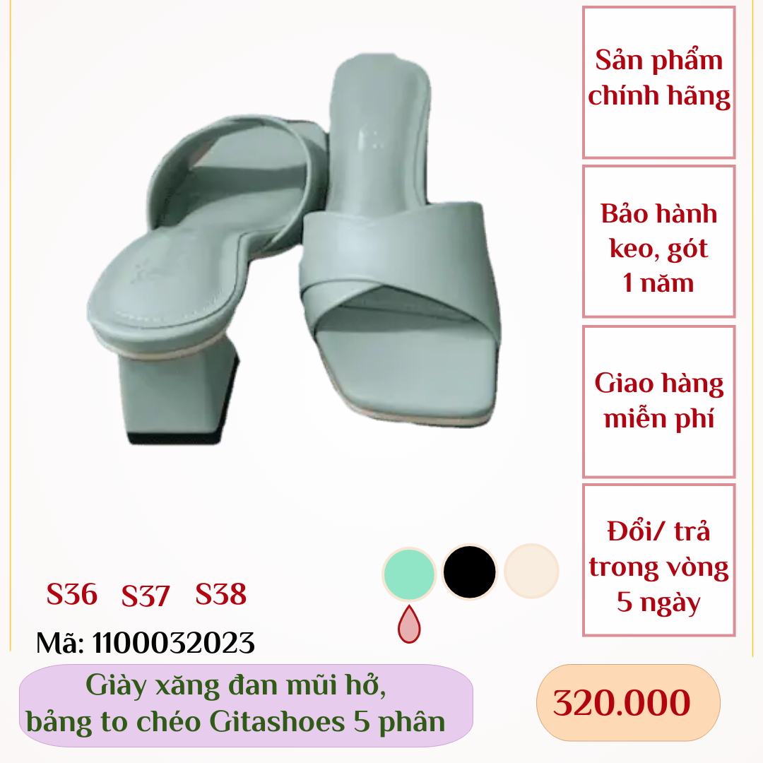 Giày Sandal gitashoes mũi hở, có chéo bảng to,cao 5 phân - 1100032023