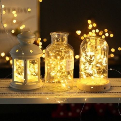 Dây đèn led trang trí đom đóm fairylight 3m có sẵn pin màu vàng