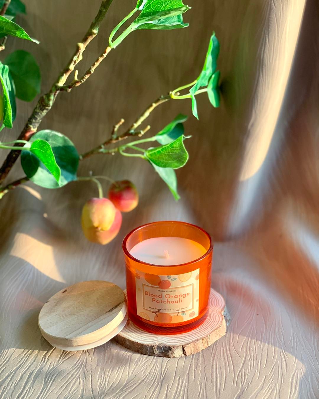 Nến thơm tự nhiên Blood Orange Patchouli, hương cam, hoắc hương, nguyên liệu nhập khẩu, 164 grams, bấc sợi