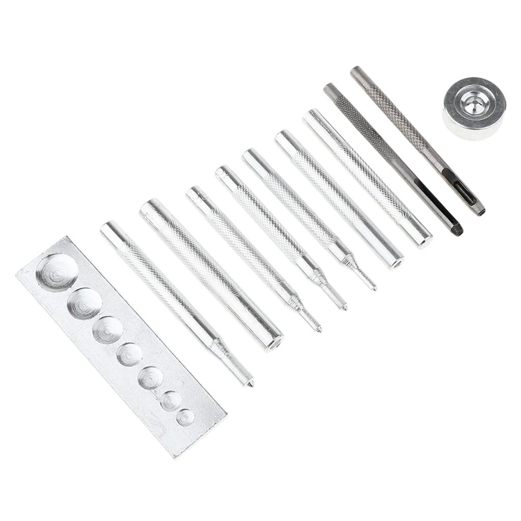 Die Punch Hole Snap Rivet Button Base Kit for DIY Leather Craft Tool 11Pcs