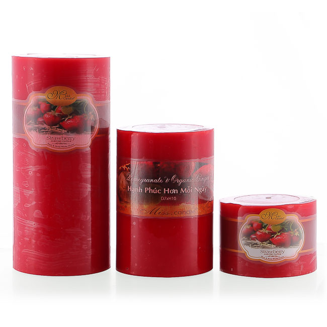 Bộ nến thơm Hạnh Phúc 7 - Bộ 3 nến thơm D7H5, D7H10, D7H15 Miss Candle (Trắng-hồng-vàng nhạt)