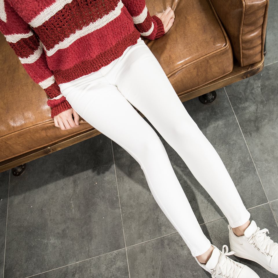 Quần jeans skinny nữ cao cấp màu trắng lưng cao