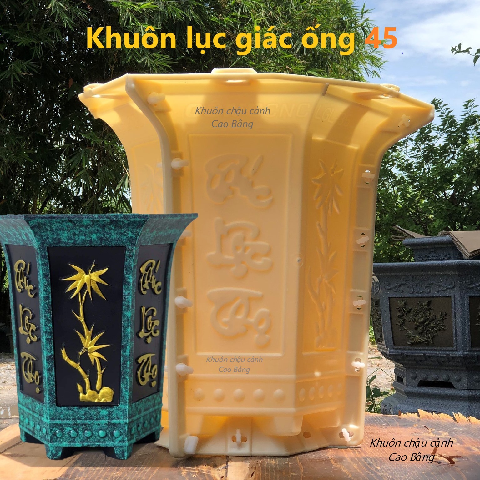 Khuôn đúc chậu lục giác ống cao 45 rộng 35 khuôn chậu abs có lòng trong