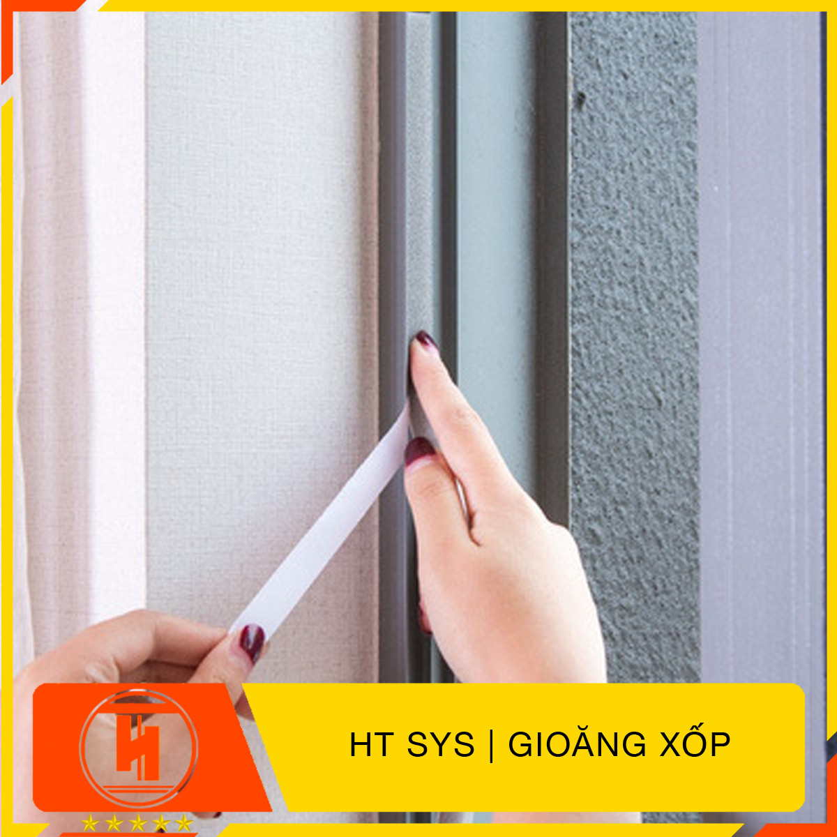 Bộ 02 cuộn mút xốp dán khe cửa HT SYS - Cách âm - Giảm chấn - Chống bụi - Gioăng xốp bản 15mm x2 mét