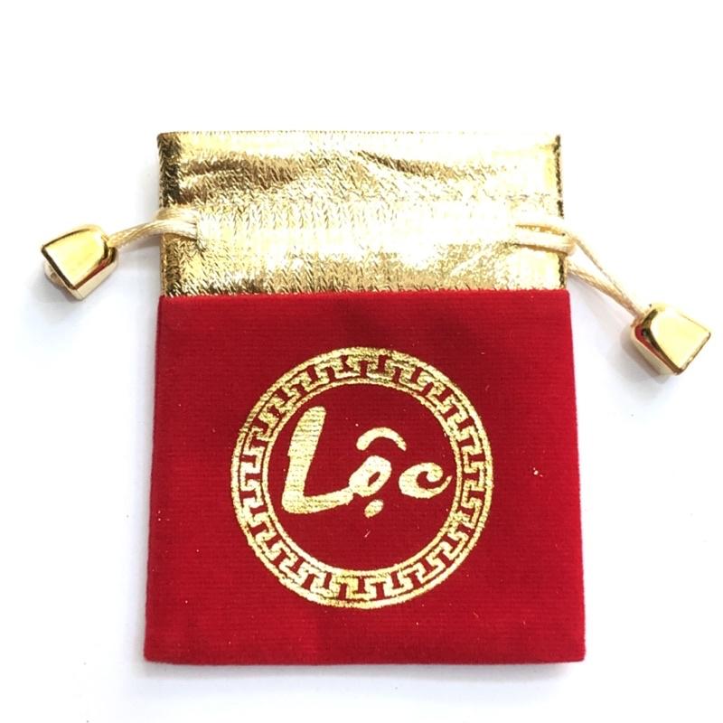 100 Túi Gấm Nhung Phúc Lộc Đỏ May Mắn Phong Thuỷ 7x9cm