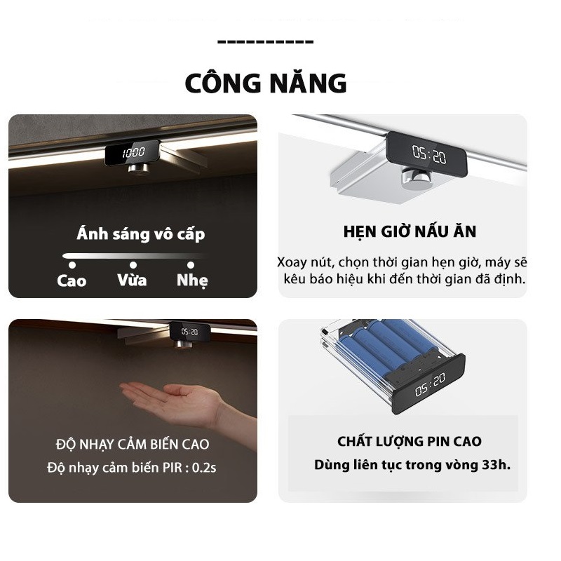 Đèn Led Thông Minh Không Dây Ezvalo Vesta LC2 -55 4W - 4000K Đèn Cảm Ứng Nhà Bếp, Nhà Vệ Sinh Hẹn Giờ Có Thể Sạc Lại Đèn Nhà Thông Minh. Sạc pin rời, 100% Hàng Chính Hãng.