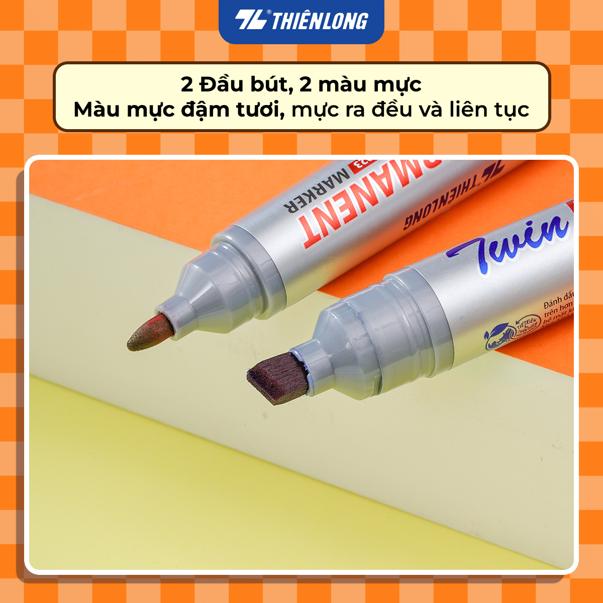 Combo 10 Bút lông dầu 2 đầu mực - Twin Permanent Marker Thiên Long PM-023
