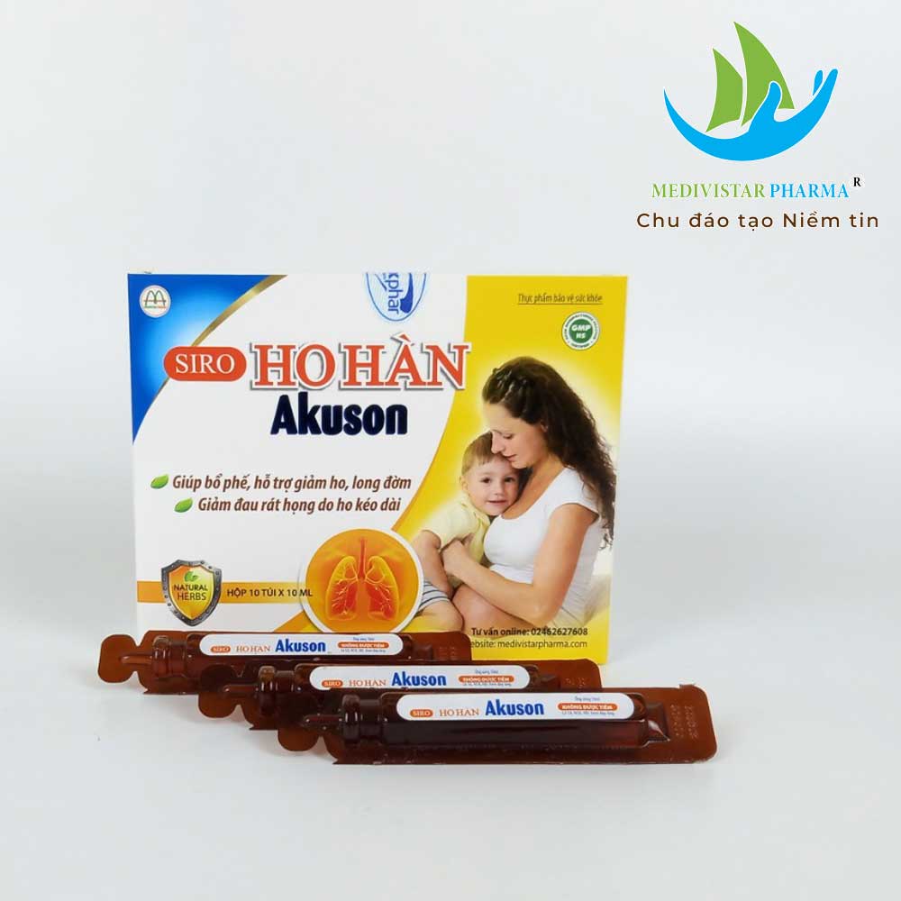 Combo 2 Hộp Siro Ho Cho Bé AKUSON Giúp Bổ Phổi, Giảm Ho, Dưỡng Phế Thành Phần Thảo Dược Tự Nhiên An Toàn, Lành Tính 10 Ống/Hộp