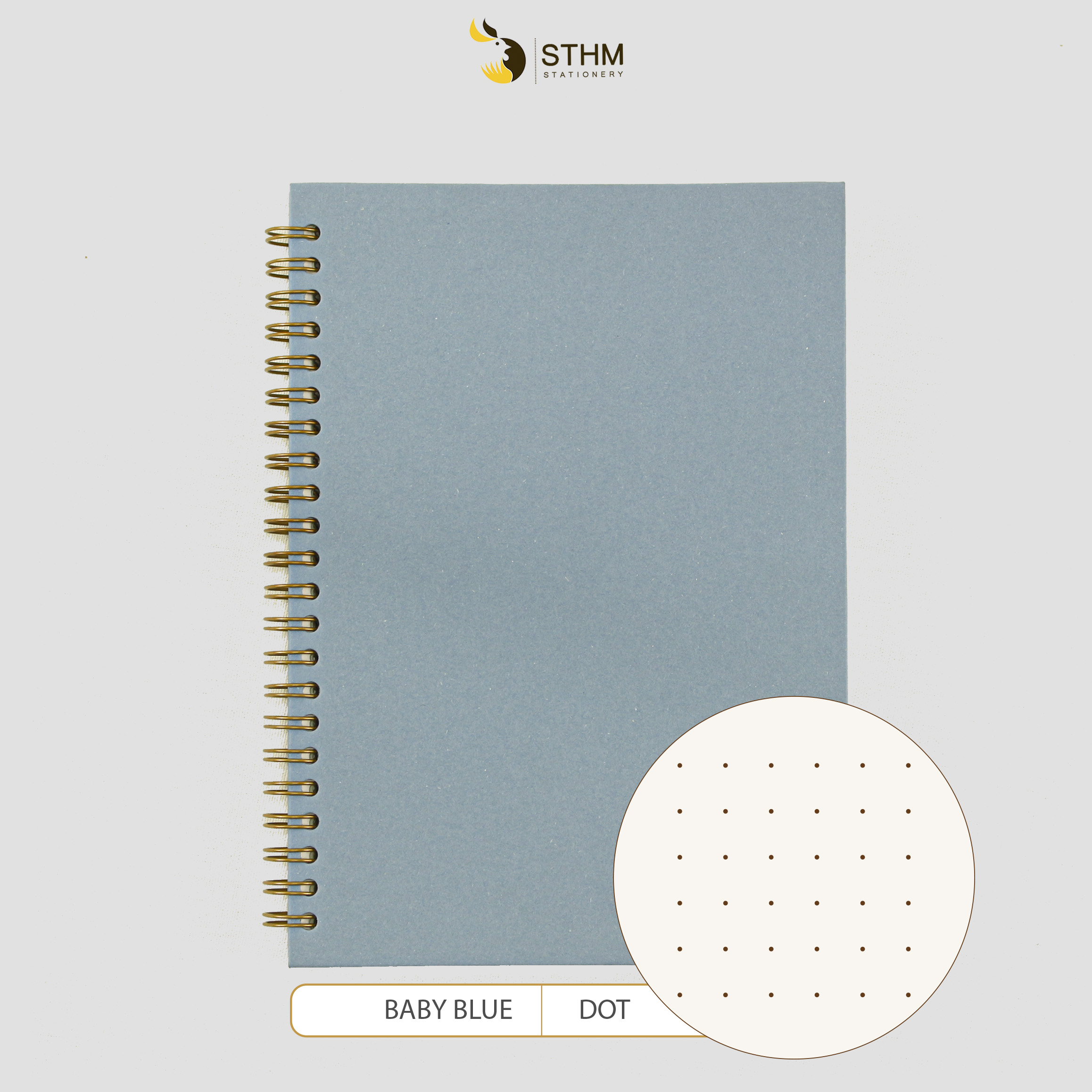 Sổ bìa trơn - BABY BLUE - Giấy mỹ thuật - A5 - Ruột kem 100gsm nhiều loại - STHM stationery