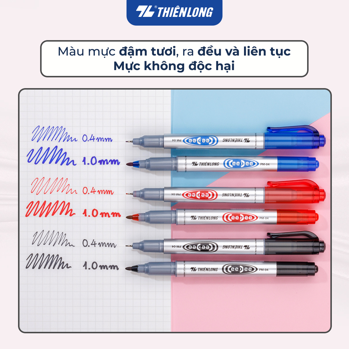 Bộ 10  Bút lông dầu Thiên Long PM-04