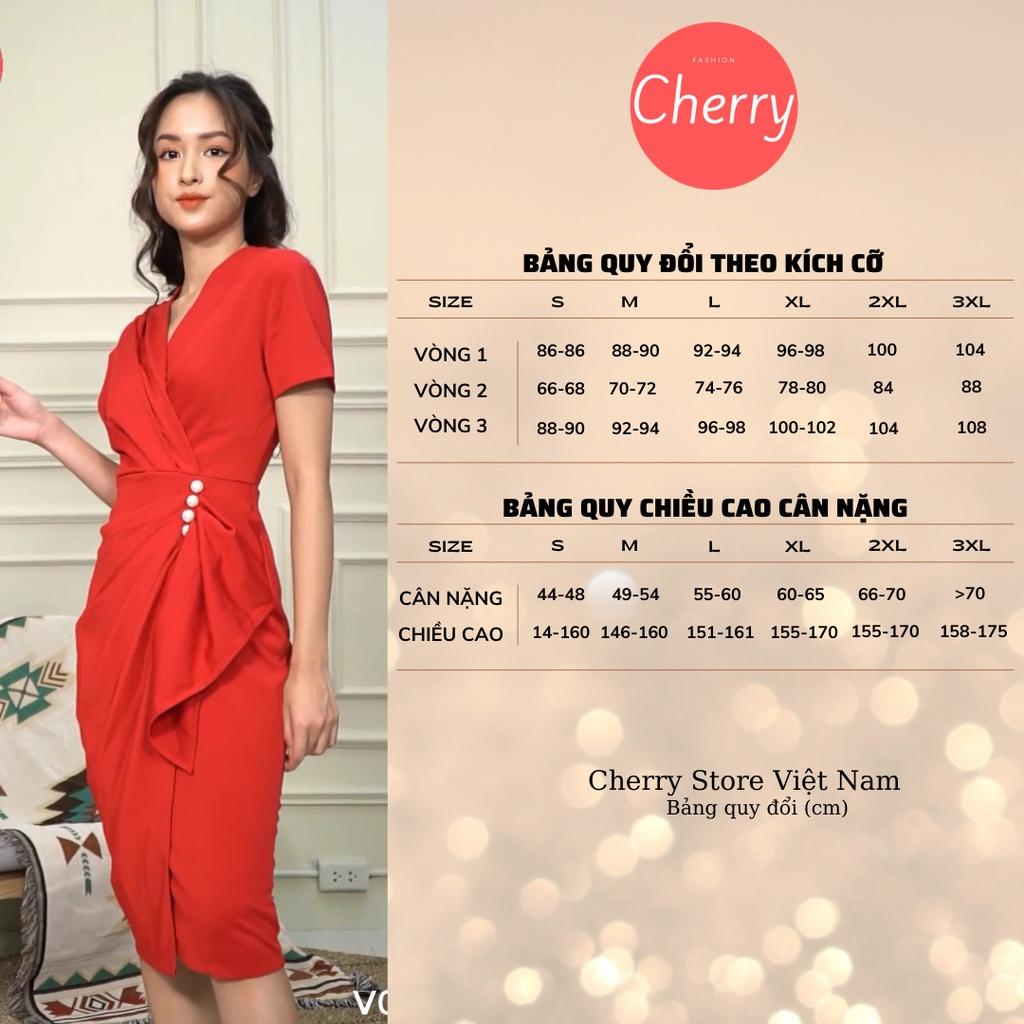 Váy nữ thiết kế liền thân dáng maxi chân váy dài cá tính CHERRY đầm nữ body chéo eo có đính hạt V034