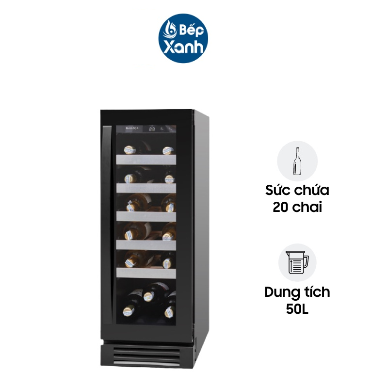 Tủ Bảo Quản Rượu Malloca MWC 20BG - Sức Chứa 20 Chai - Dung Tích 50L - Hàng Chính Hãng