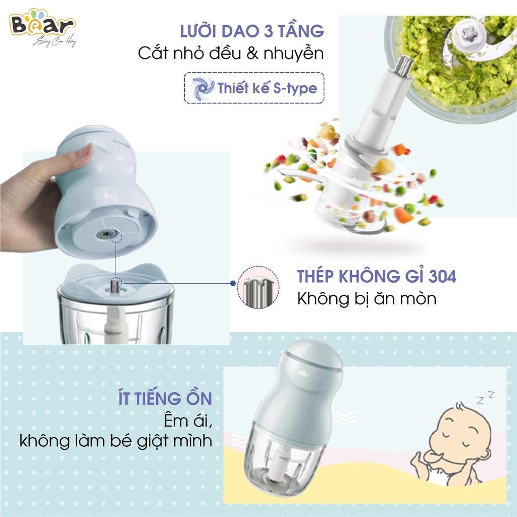 Máy Xay Ăn Dăm Cho Bé Bear Mini Cầm Tay Tiện Lợi Thiết Kế 3 Lưỡi Dao Sắc Bén, Chất Liệu Thuỷ Tinh Borosilicat - B03V2 - Hàng Chính Hãng Bảo Hành 18 Tháng