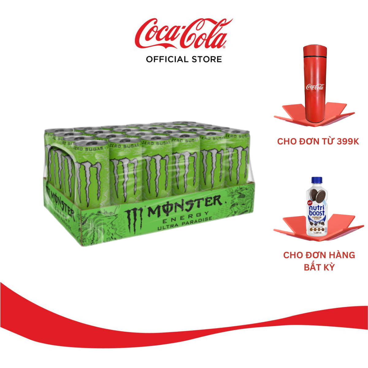 Lốc 24 Lon Nước Tăng Lực Giải Khát Monster Energy Ultra Paradise 355ml/Lon Sale 4.4 Coca-Cola Official Store