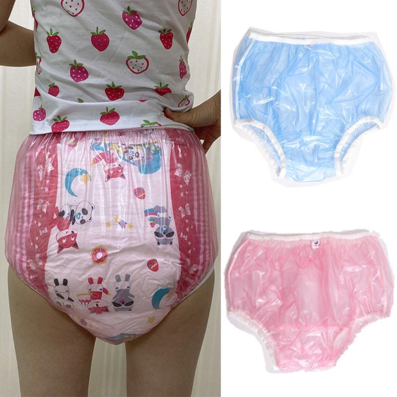 2 Chiếc DDLG Trưởng Thành Quần Đóng Tã Bé 5 Tiểu Tiện Nhựa PVC Có Thể Tái Sử Dụng Tã Cho Bé Mềm Quần Đóng Tã Abdl Huấn Luyện Quần Lót Xanh Dương XL