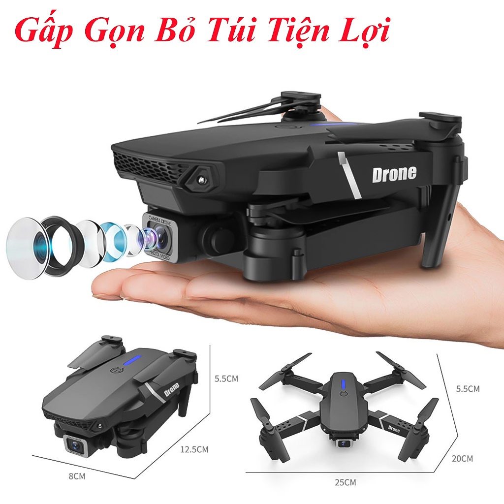 Flycam E88 máy bay điều khiển từ xa camera kép Quadcopter UAV Với Bản Nâng Cấp 720P / 1080P / 4K HD FPV GPS WiFi - Hàng Chính Hãng