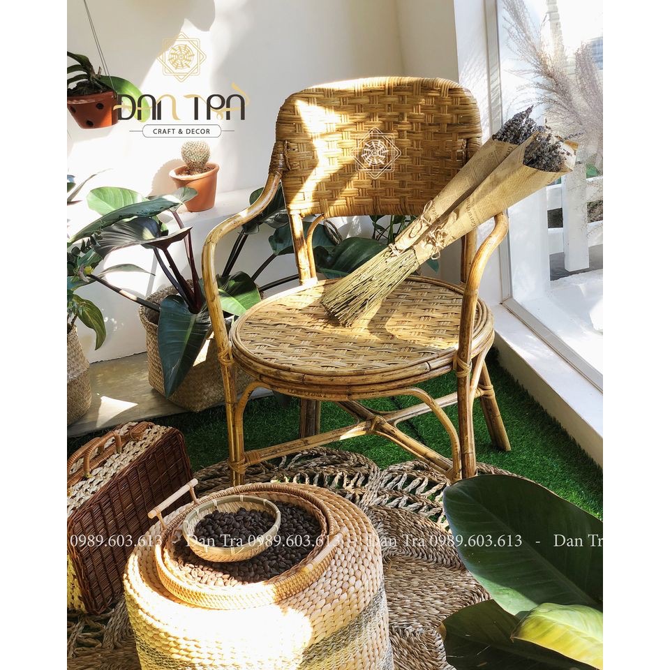 Ghế Mây Ăn Đan Trà - Ghế Mây Làm Việc- Ghế Mây Mặt Đan- Nội Thất Mây Tre Đan Trà