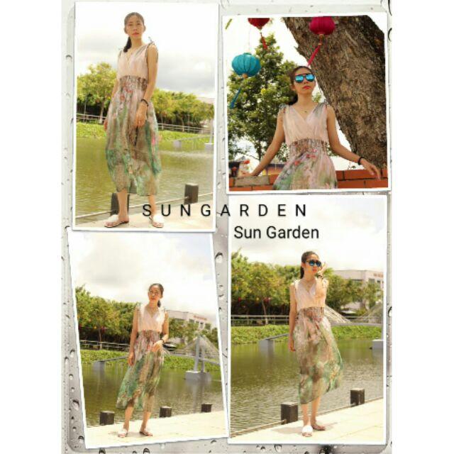 Đầm maxi hoa lá nền nude ngọt ngào tôn da_ĐC05_Sun Garden