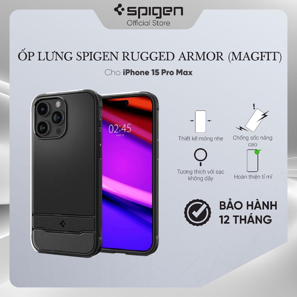Ốp lưng cho iPhone 15 Pro/ 15 Pro Max Spigen Rugged Armor - Hàng chính hãng