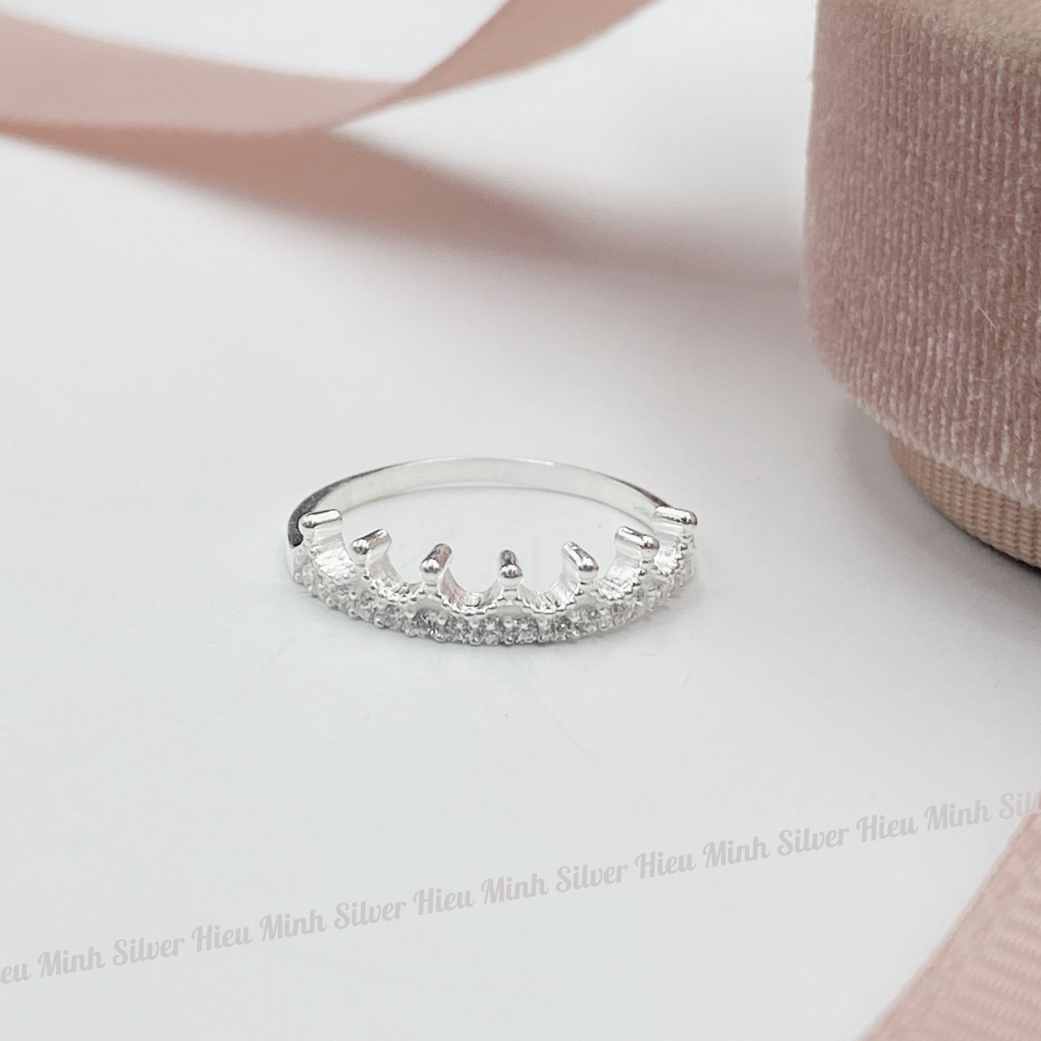 Nhẫn Nữ Bạc 925 Vương Miện Đính Đá Nhân Tạo Cao Cấp Sáng Đẹp Chính Hãng Bạc Hiểu Minh NU512