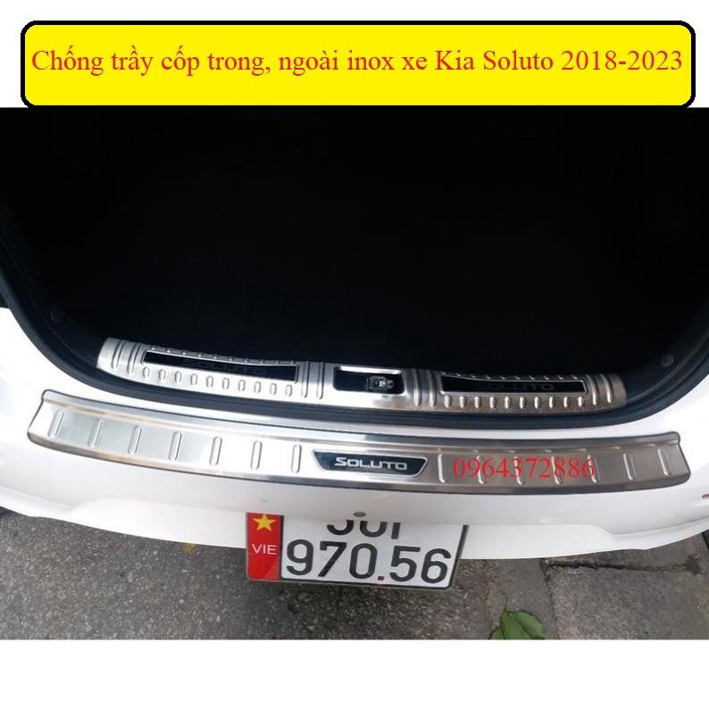 Chống trầy cốp trong, ngoài xe Kia Soluto 2018-2023 inox cao cấp sáng bóng