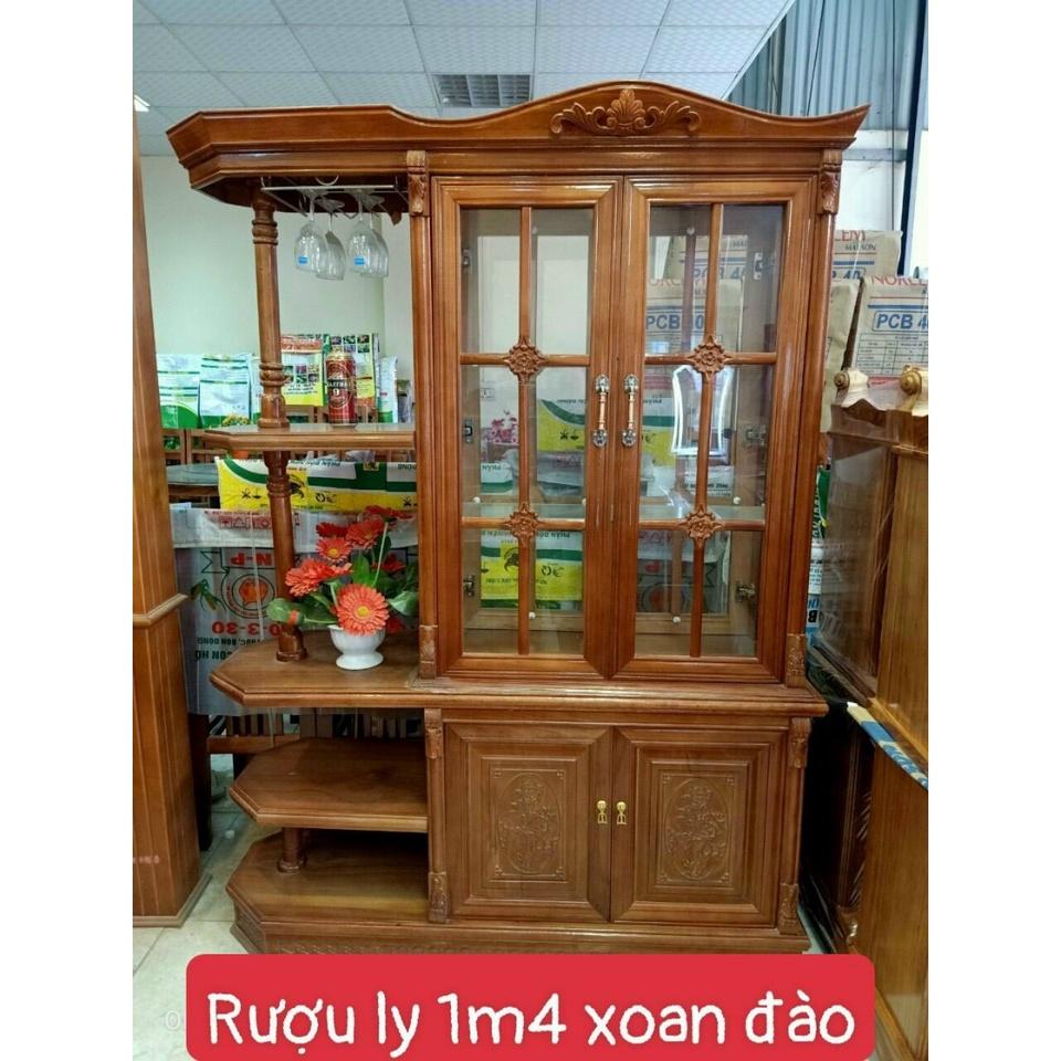 Tủ Rượu Gỗ Xoan Đào kèm Kệ Trang Trí