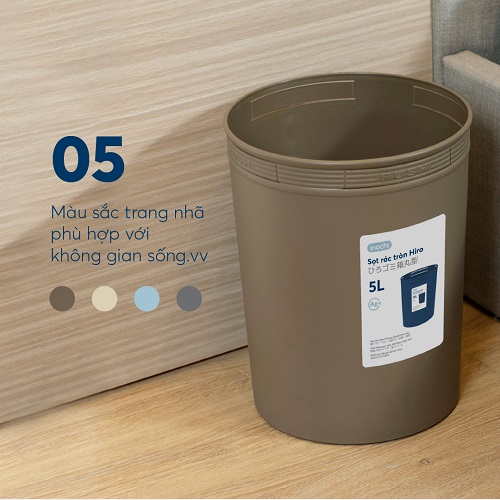Sọt Rác Hiro, Thùng Đựng Rác 5L – 10L – 15L Dạng Tròn Sang Trọng Inochi