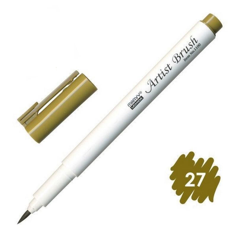 Bút lông đầu cọ viết calligraphy Marvy Artist Brush 1100 - Olive Brown (27)