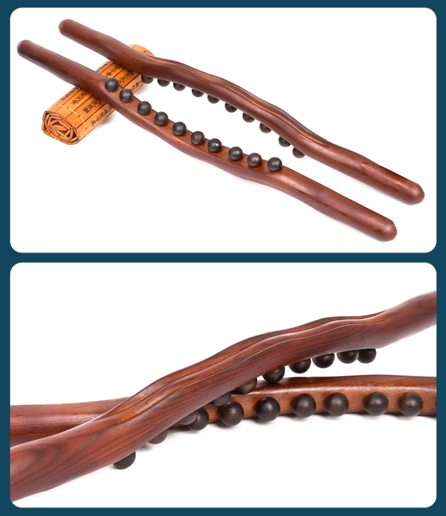 Gậy Gỗ Massage đa năng Body Đả Thông Kinh Lạc, Thanh Gỗ massage Vạn Năng10 Bi Carbon Dài 60cm Dùng Trong Spa Dưỡng Sinh