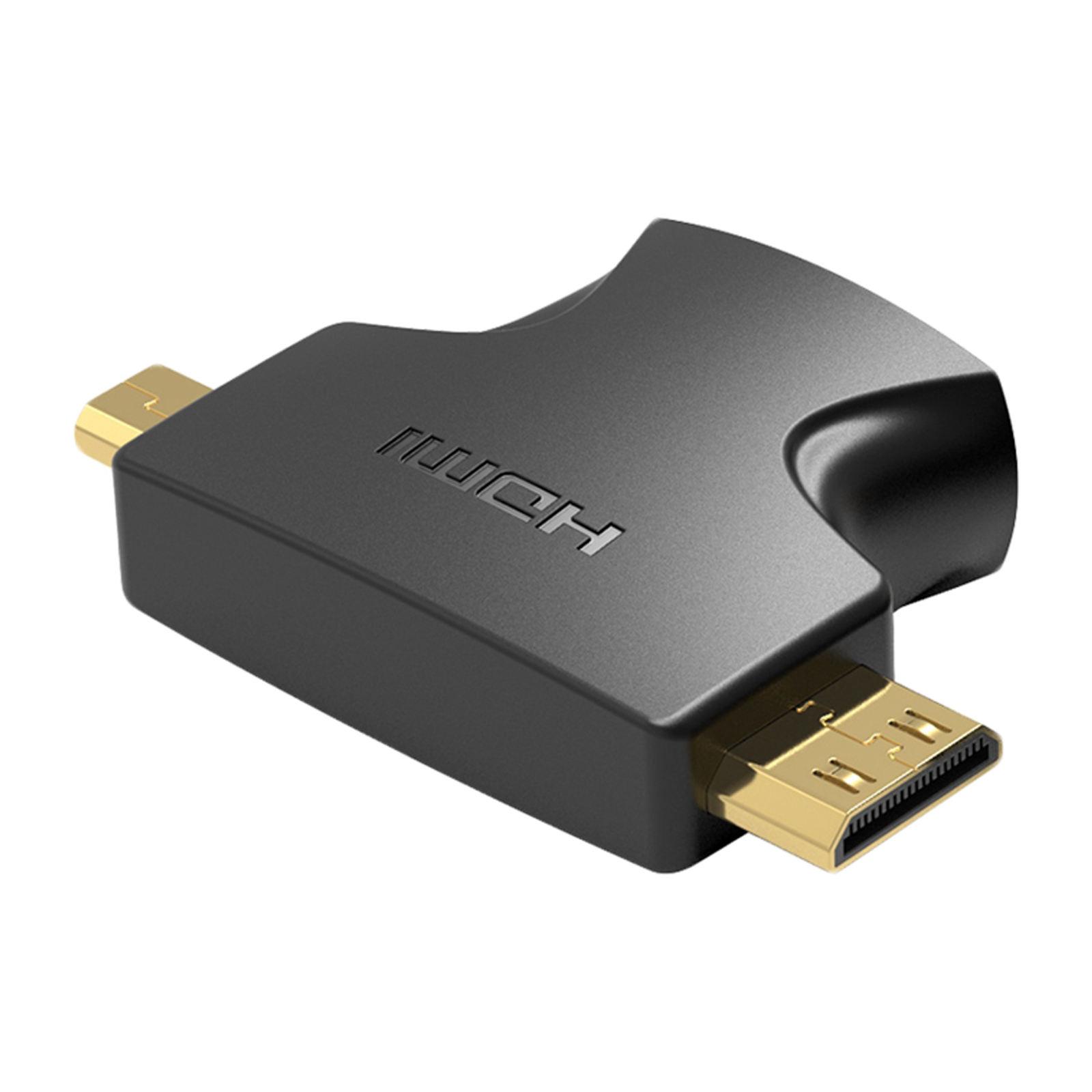 2 in 1 Mini HDMI & Micro HDMI Male to HDMI Adapter for Tablet Camera DSLR
