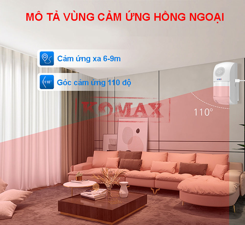 Báo động hồng ngoại dùng wifi Komax KM-X10