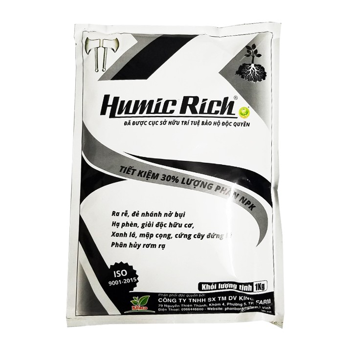 Phân bón humic rich dạng bột gói 1kg giúp ra rễ đẻ nhánh xanh lá