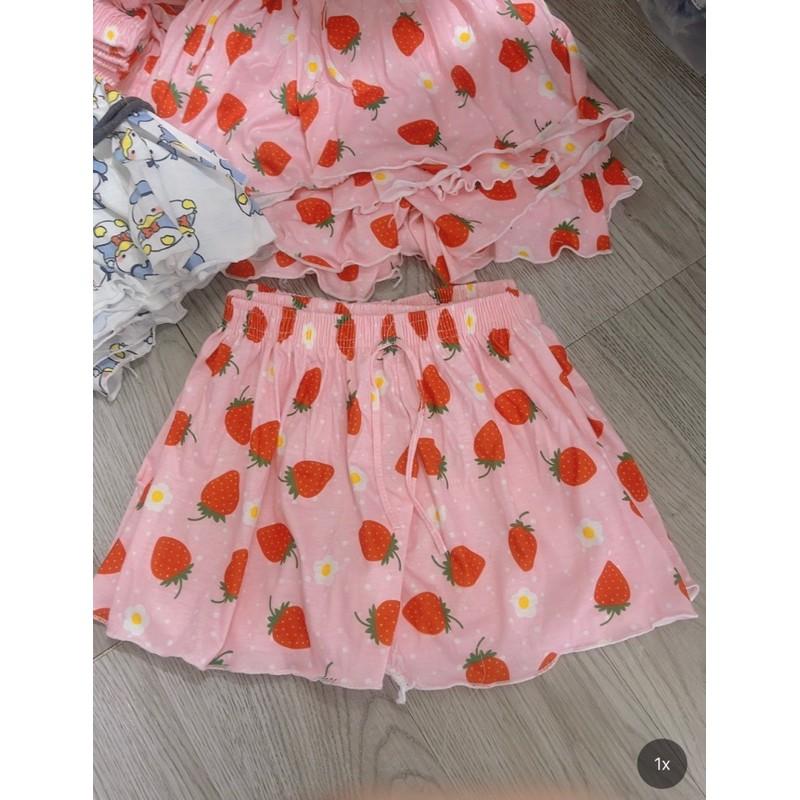Quần short thun xòe nhiều hìn cạp chun, Quần ngủ vải cotton mịn mát co giãn