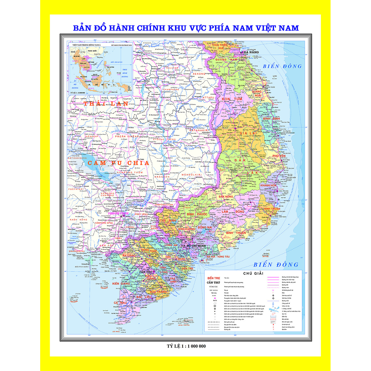 Bản đồ hành chính phía Nam Việt Nam - Khổ A0 -  Tờ rời