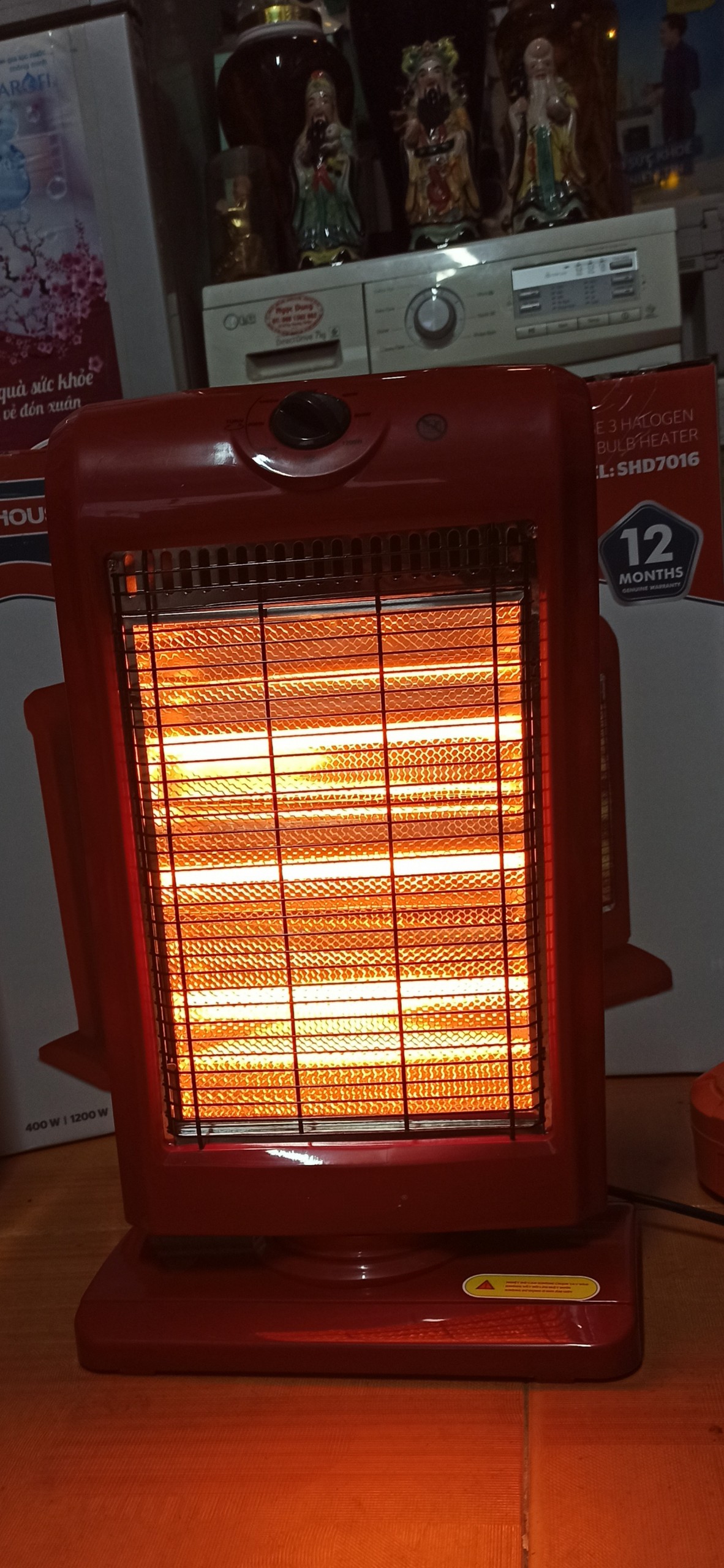 Sưởi Điện 3 Bóng Halogen  SH 7016 (1200W) - Đỏ Đen