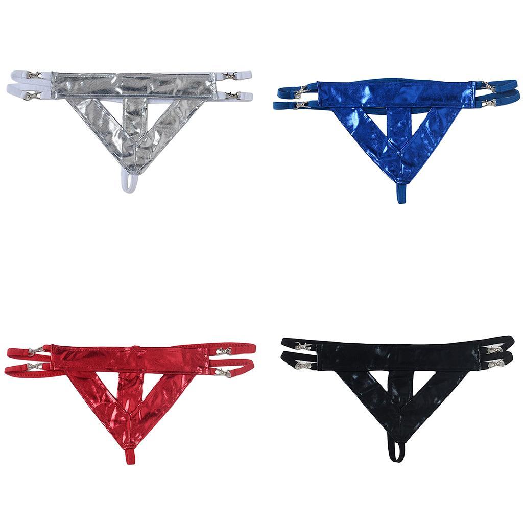 Men's Leather Jockstrap Underwear T-Back G-String Briefs Thong Lingerie