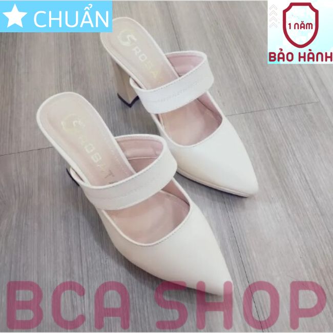 Giày cao gót nữ 8p RO466 ROSATA tại BCASHOP bít mũi, hở gót, gót trụ cùng màu thân - màu trắng kem