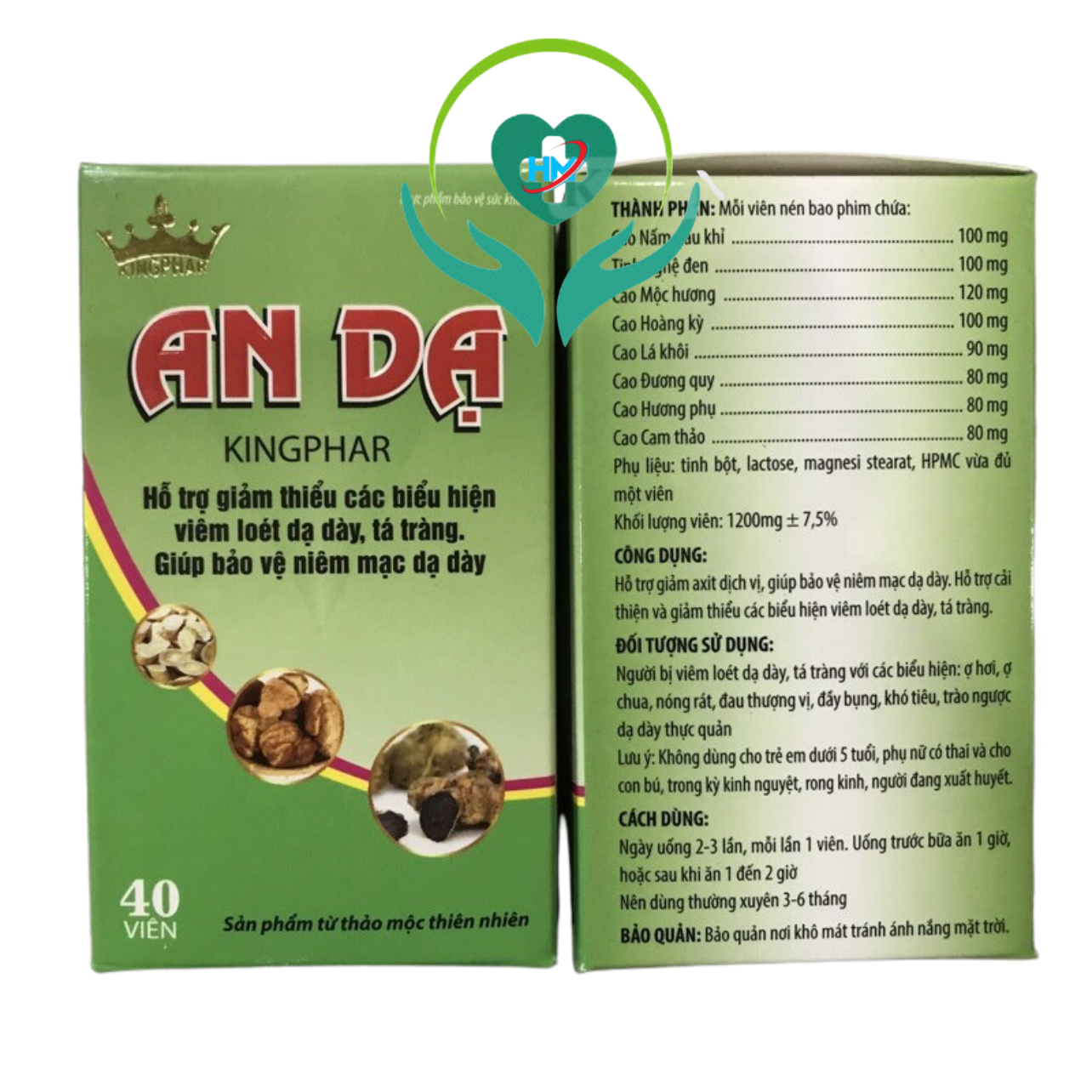 Kingphar ￼AN DẠ -Chai 40v - Giúp giảm viêm loét dạ dày, tá tràng, trào ngược thực quản, dịch vị, ăn uống không tiêu