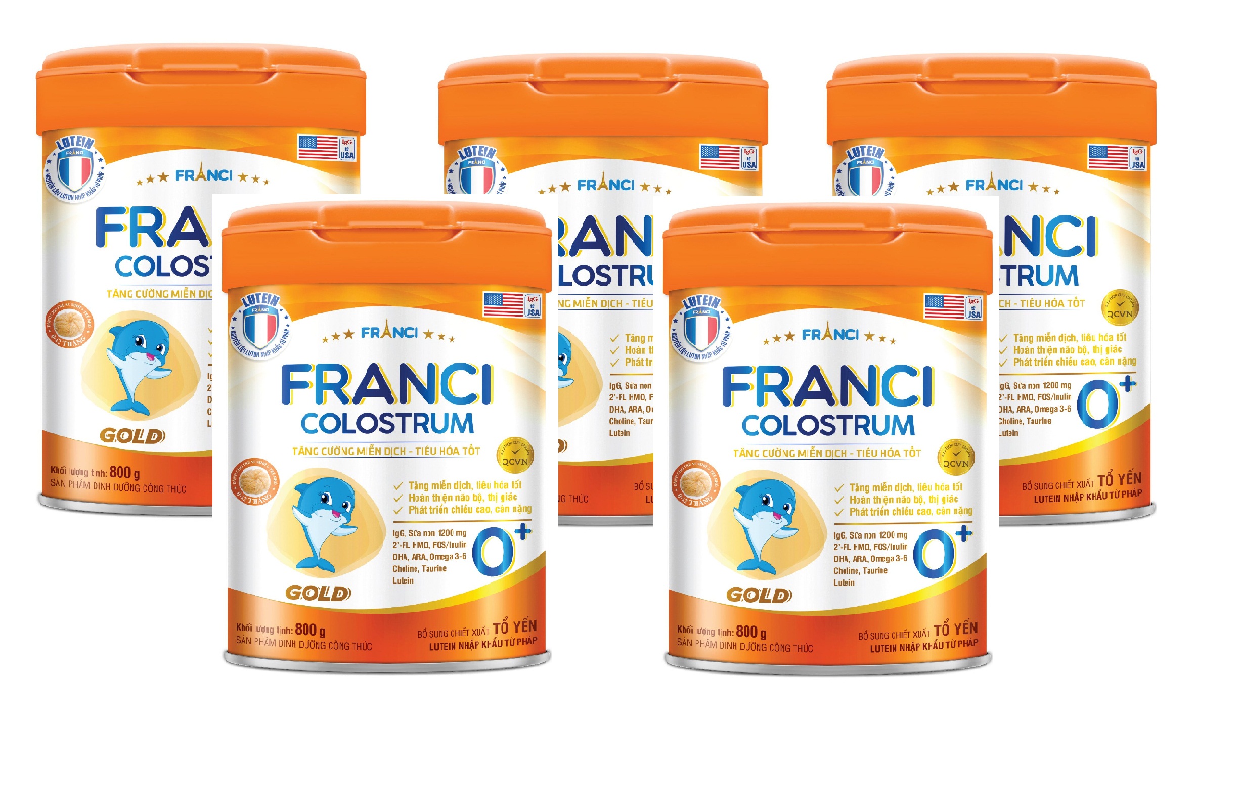 Combo 5 lon Sữa công thức FRANCI COLOSTRUM GOLD 0+ lon 800g – Tăng cường miễn dịch – đề kháng khỏe mạnh