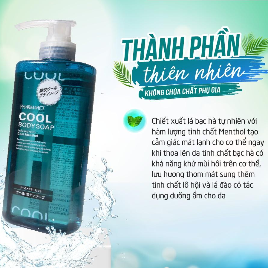 Sữa Tắm Nam Cao Cấp Nhật Bản Bạc Hà Mát Lạnh Pharmaact Cool Body Soap